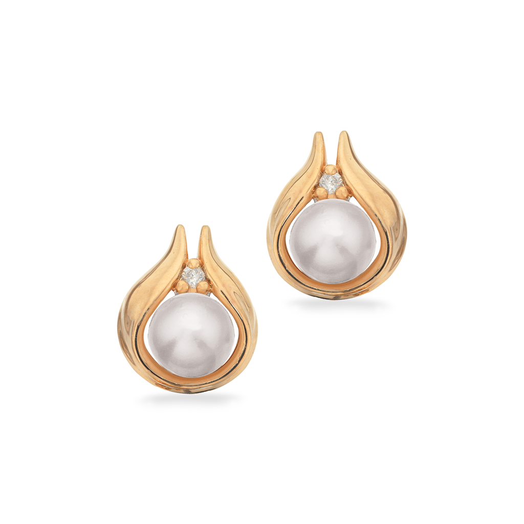 Karat Guld Øreringe med Perler og Brillanter fra Scrouples