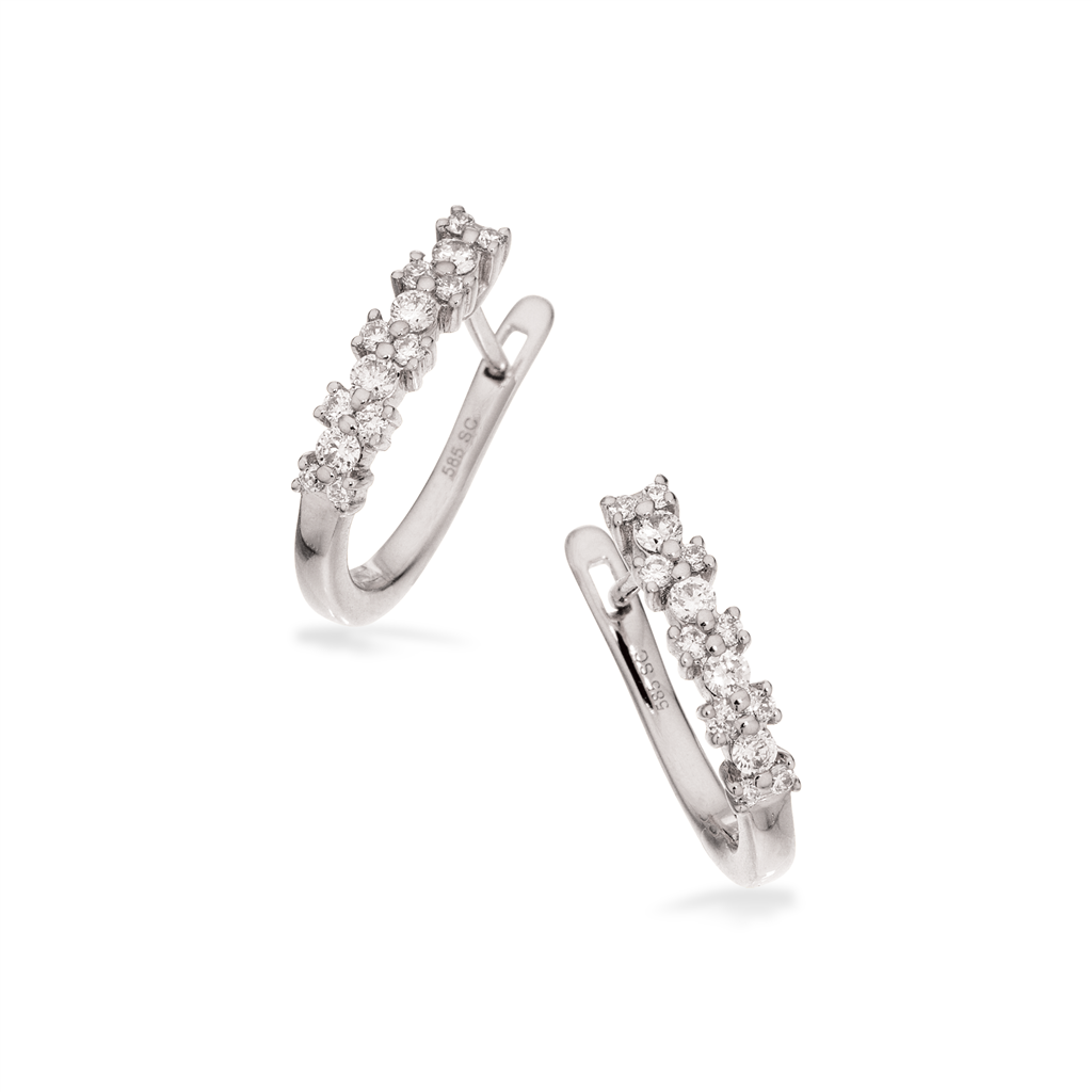 Hvide Scrouples Clip Creol Øreringe med Diamanter