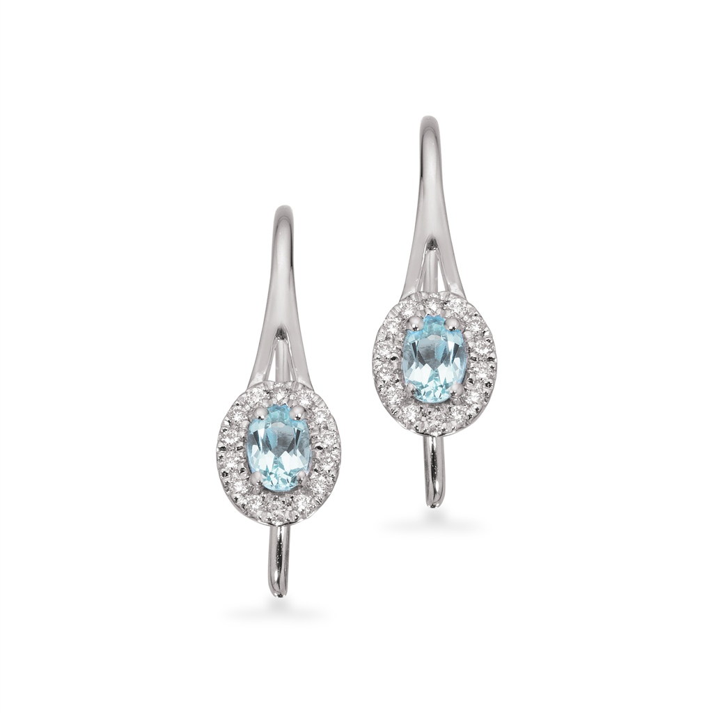 Hvide Scrouples Øreringe i Guld med Aquamarin Brillanter