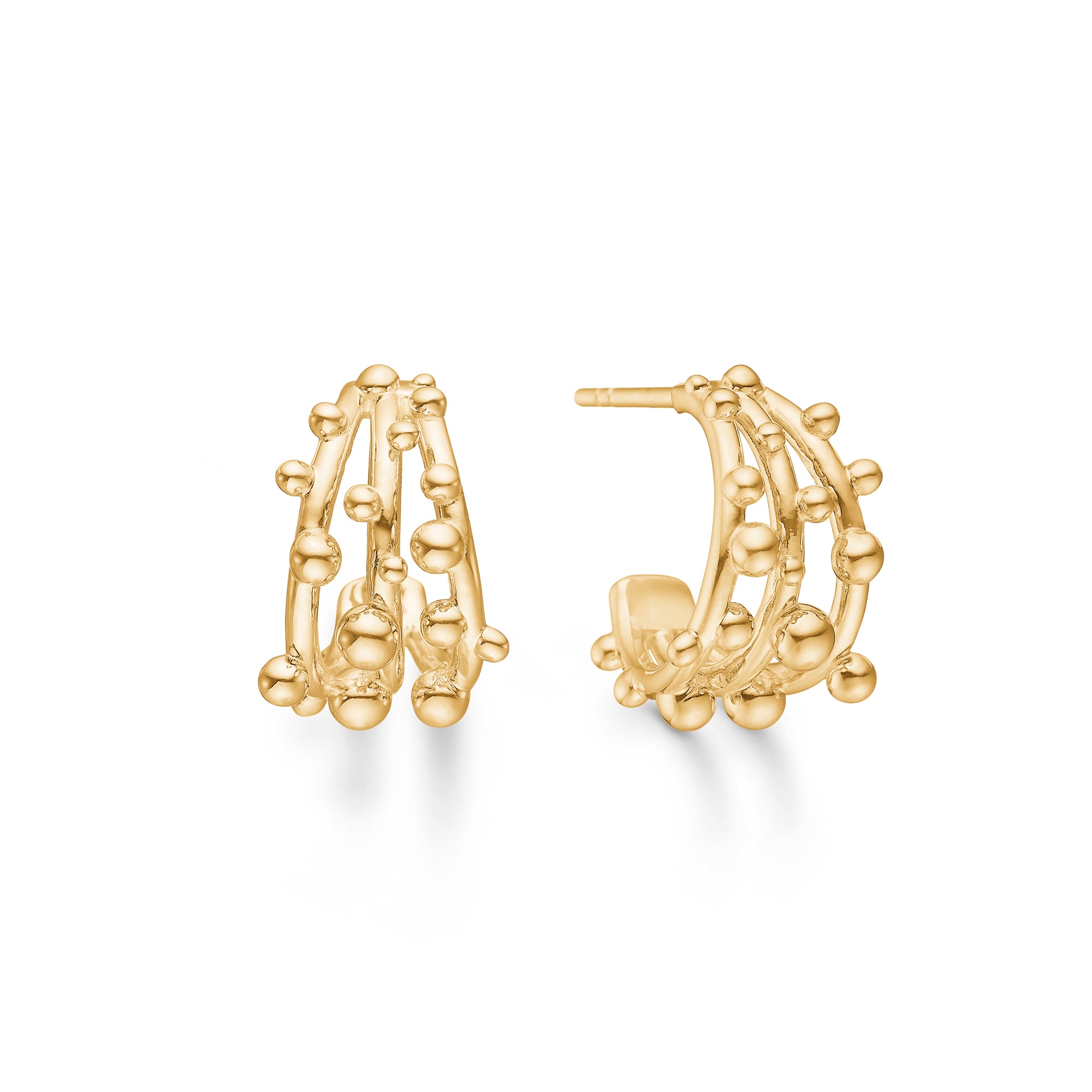 Mads Bubbles 14kt Øreringe med Kugler - Klassisk Elegance