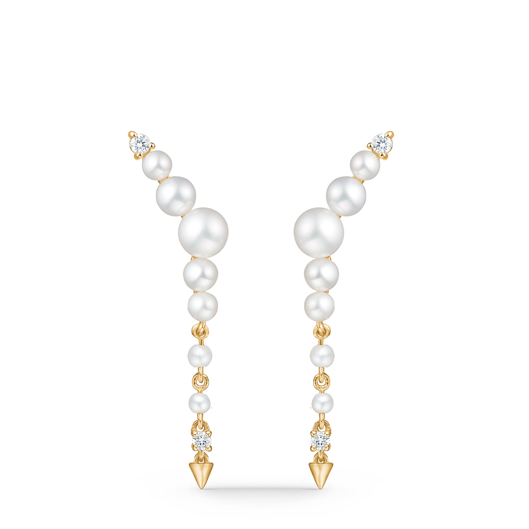 Mads Unicorn 14kt Øreringe med Diamant og Perler