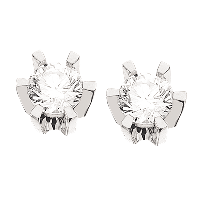 Hvide Scrouples Prinsesse Ørestikker i Guld med Diamanter