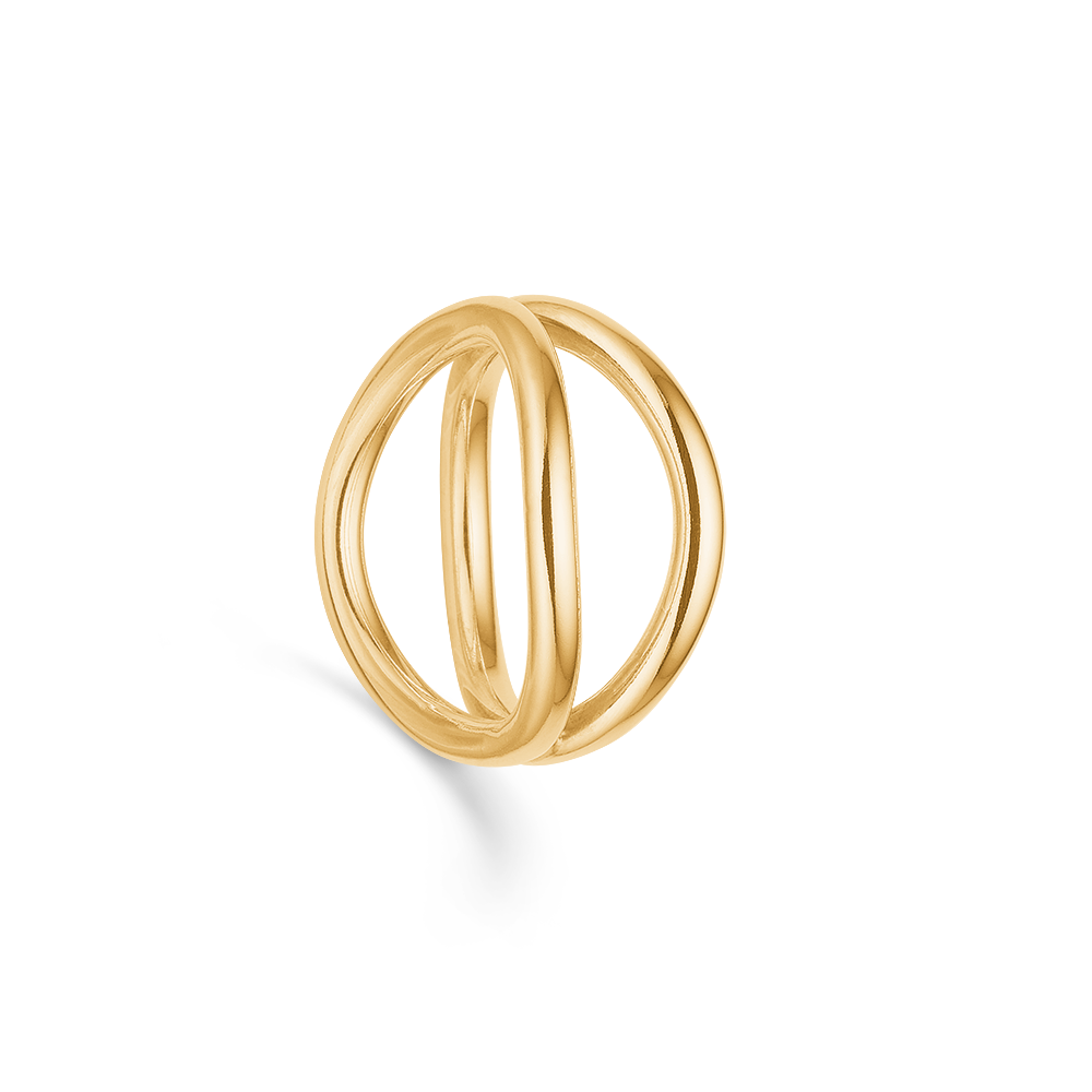 Randers Sølv 14kt Dobbelt Ring med Bølget Design