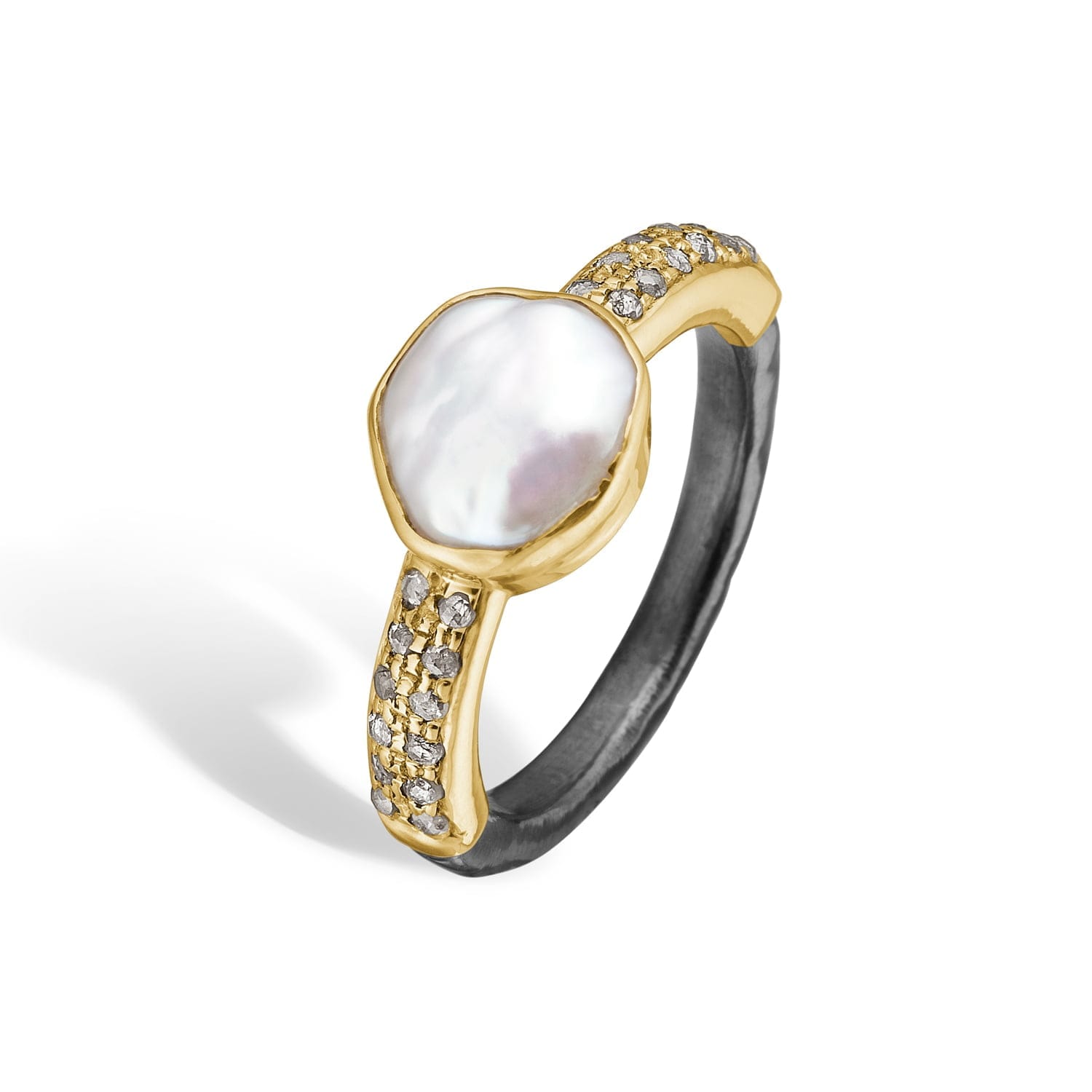 Ring Victoria Keshi Pav – Håndlavet i 14K Guld og Sølv