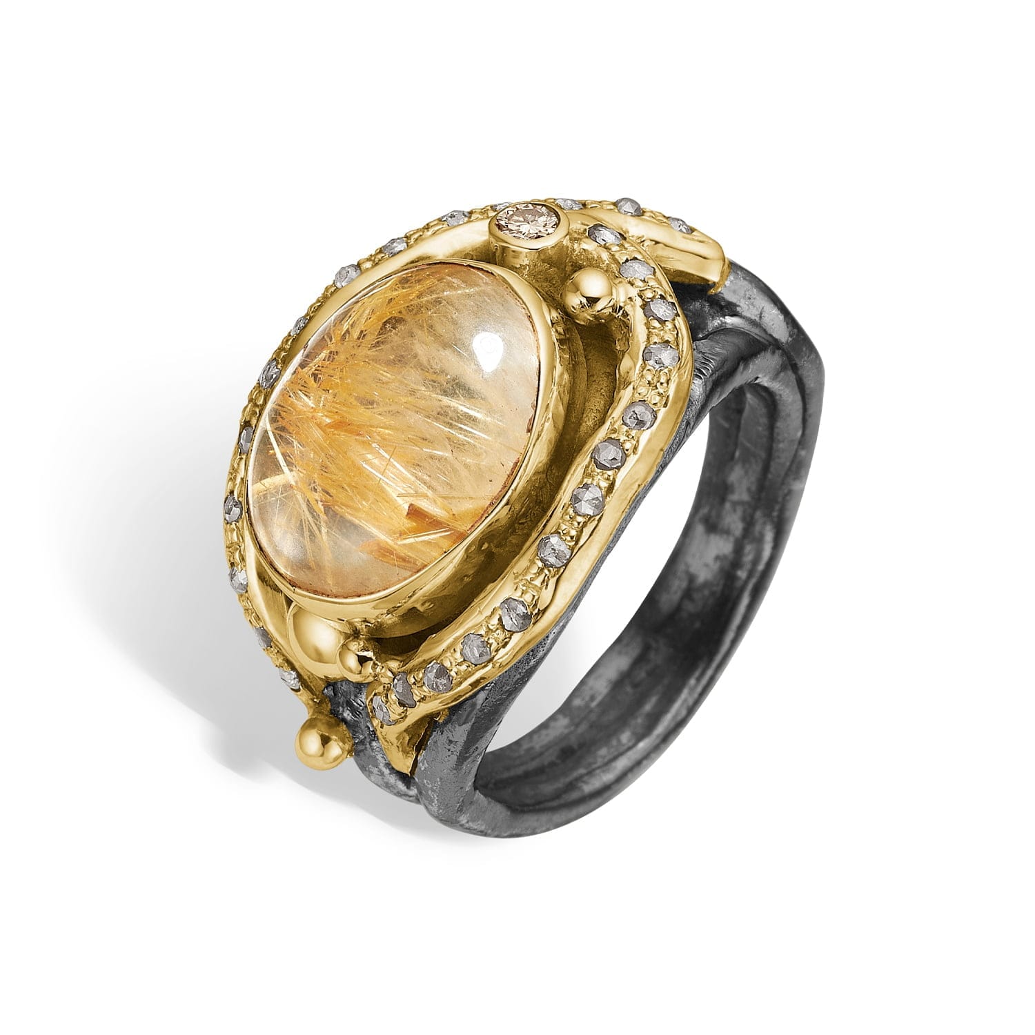 Kensho Rutile Quartz Ring – Unikt Håndlavet Smykke