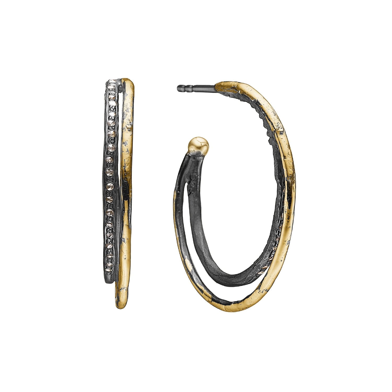 Bouvier Guld Pav Creoler med Rose Cut Diamanter