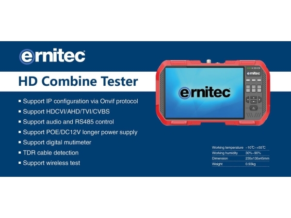 Ernitec 0070 CCTV Testskærm - Grå/Rød, 1920x1200 Pixel