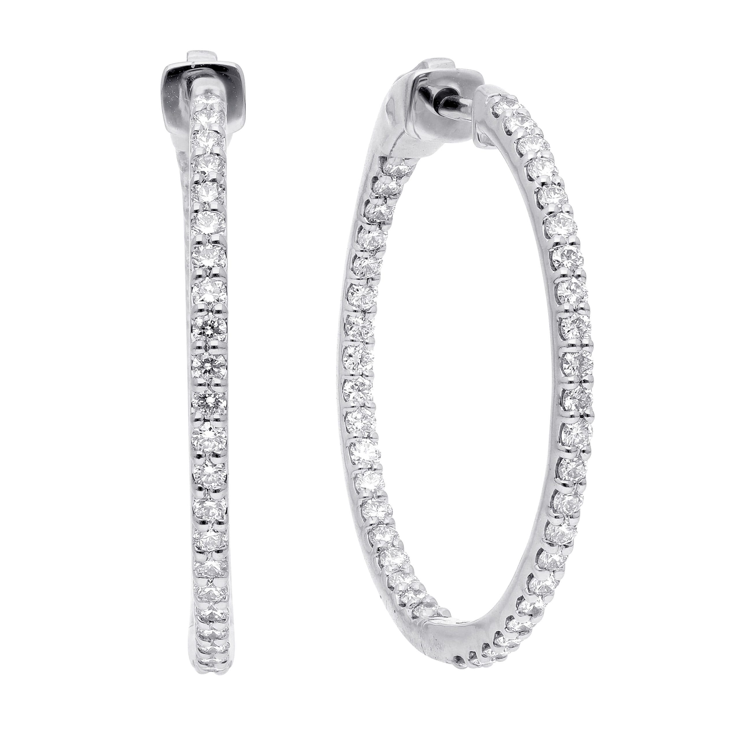 Smukke Creoler i Guld eller Hvidguld med Diamanter