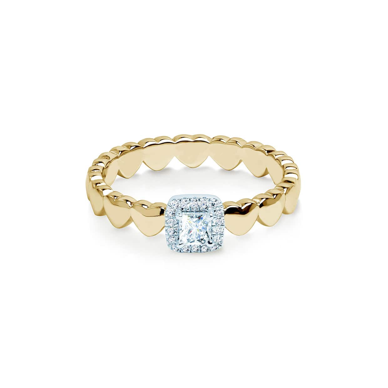 Valentino Hjerte Ring med Prinsesse Cut Safir & Diamanter