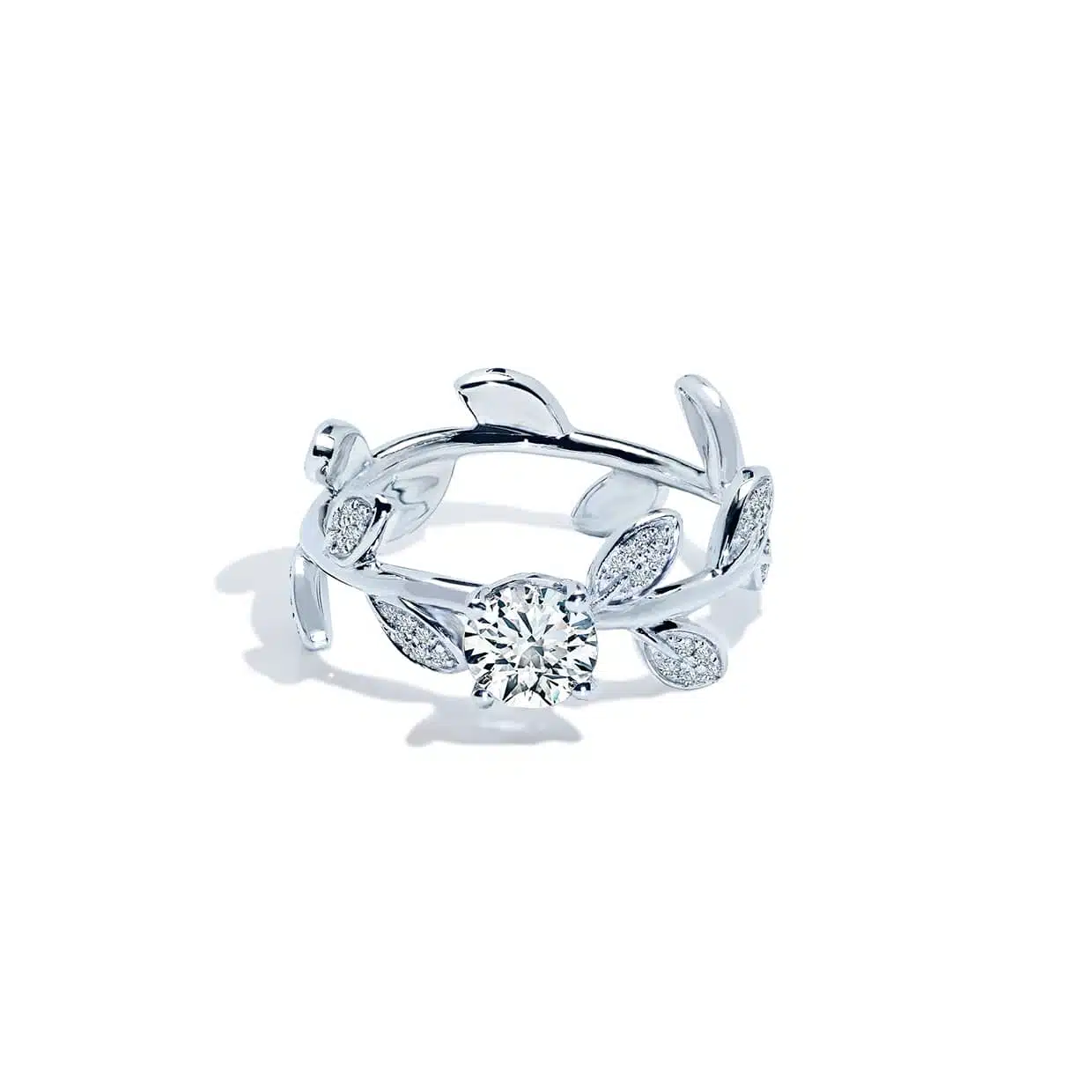 Hvid Serena Forlovelsesring med Safir og Diamanter