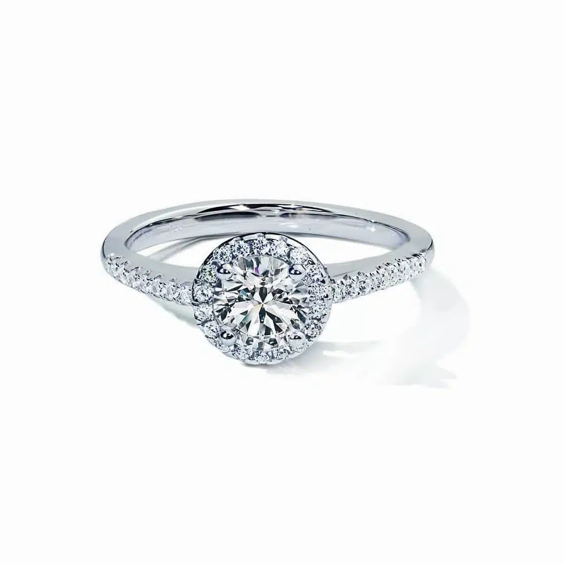 Hvid Casanova Forlovelsesring med Safir og Diamanter