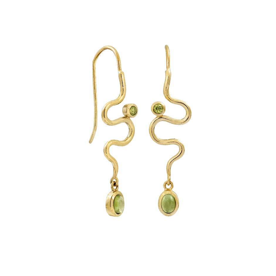 Grønne Delicate Guldøreringe med Turmalin fra Rabinovich