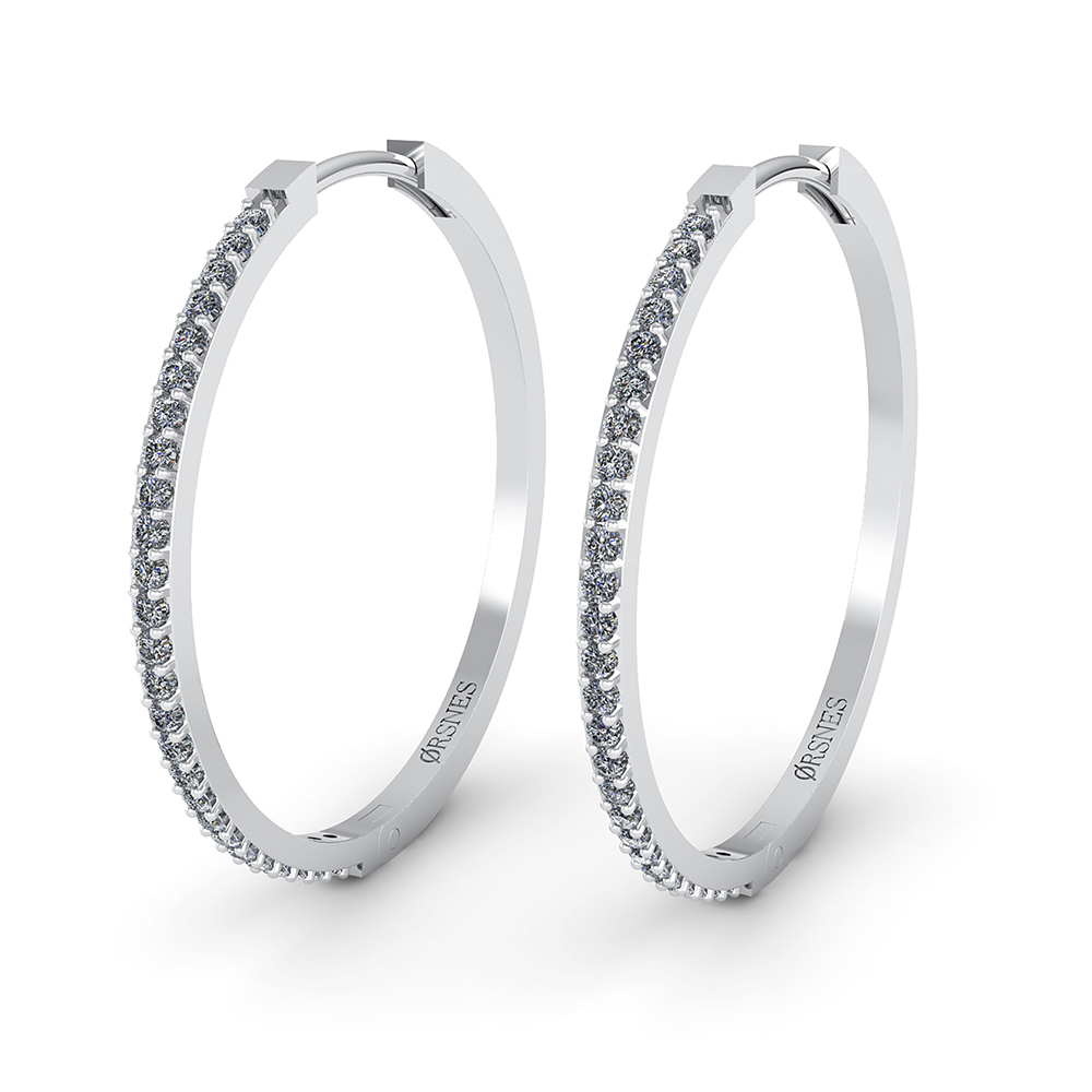 Hvide Creol Øreringe i Guld med Diamanter fra Henrik Ørsnes